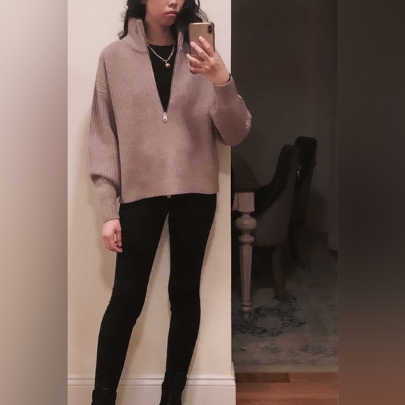 EVERLANE  Felted Merino Half-Zip Sweater DEEP CAMEL Size S - Picture 10 of 11